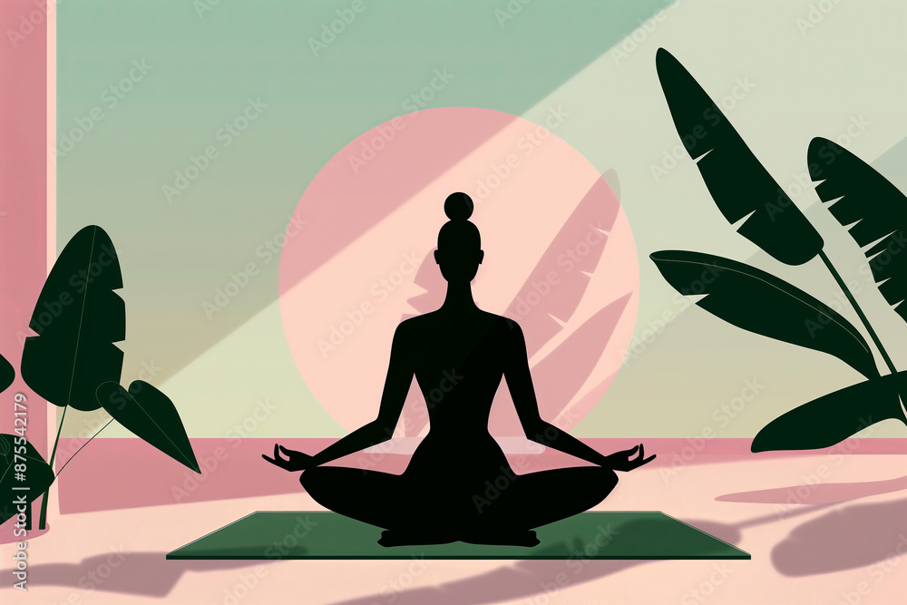 custom made wallpaper toronto digitalPeaceful Meditation Silhouette with Tropical Foliage