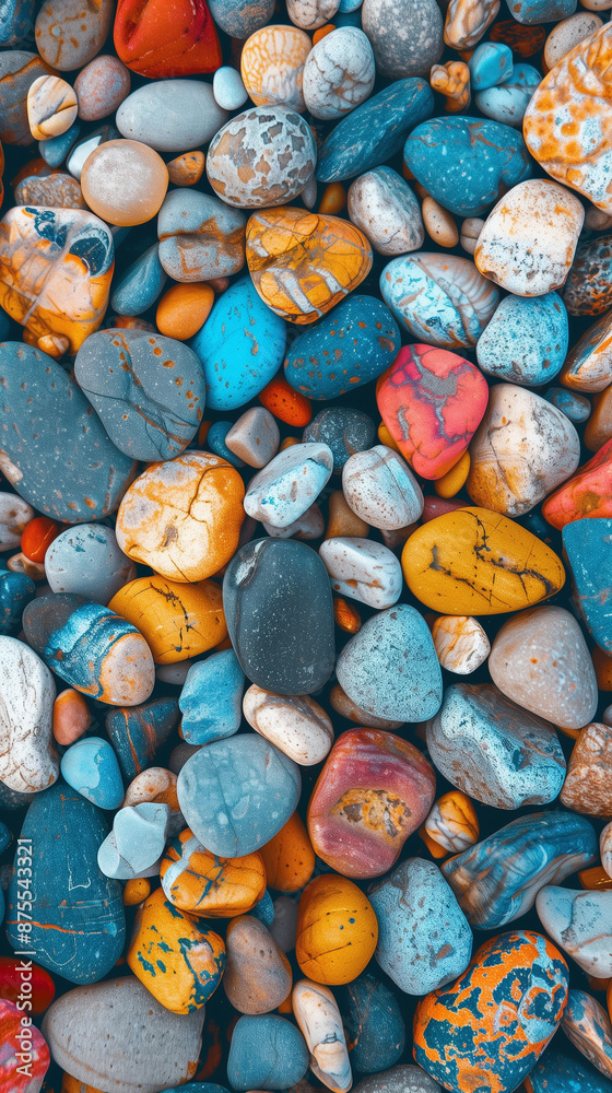 Background with colourful pebbles, created with generative AI technology Background with colourful pebbles, created with generative AI technology