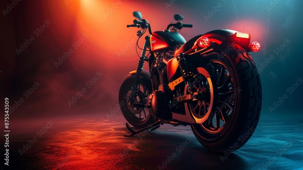 Retro Motorcycle in Dramatic Lighting Retro Motorcycle in Dramatic Lighting