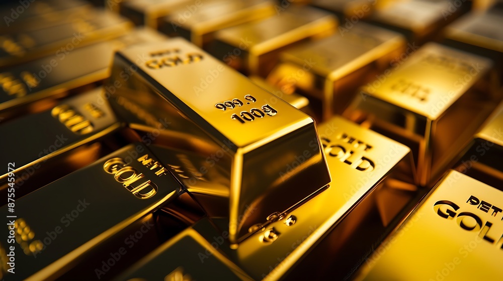 Stack of gold bars/bullion as a business or financial investment and wealth concept. closed up capture - Generative AI Stack of gold bars/bullion as a business or financial investment and wealth concept. closed up capture - Generative AI