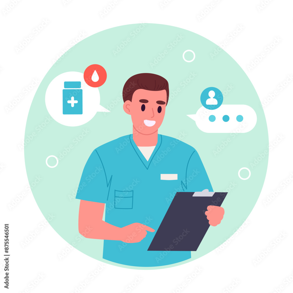 Doctor avatar. Medical professional worker, clinic professional worker presentation flat vector illustration. Therapist doctor card Doctor avatar. Medical professional worker, clinic professional worker presentation flat vector illustration. Therapist doctor card