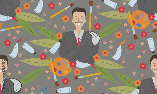 Quadro su tela Seamless pattern with artist Salvador Dalí