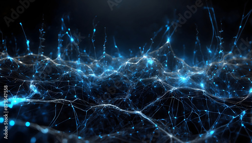 Dynamic network grid with electric spark like structure. Generative AI