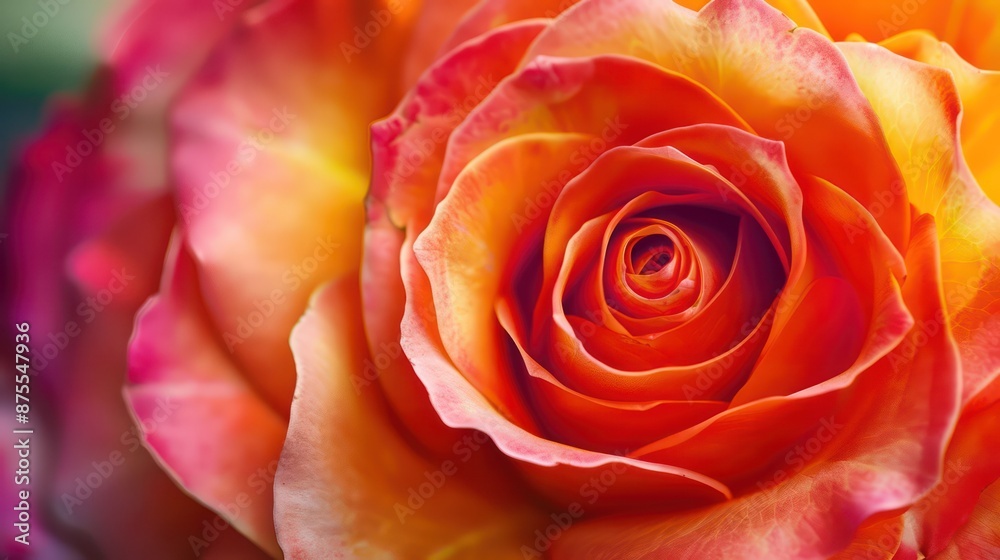Close-up of vibrant orange and pink rose in full bloom, bright colors Close-up of vibrant orange and pink rose in full bloom, bright colors