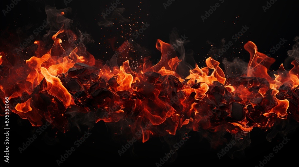 Intense Flames and Glowing Embers Creating a Fiery Inferno Intense Flames and Glowing Embers Creating a Fiery Inferno