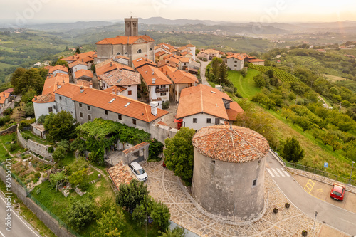 Smartno townscape and vineyards in Goriska Brda countryside region of Slovenia photo