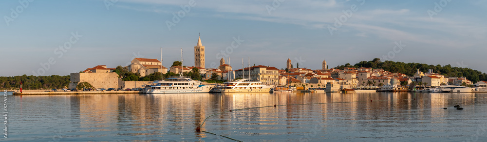Fototapeta premium Rab town cityscape on Rab island during sunrise in Croatia