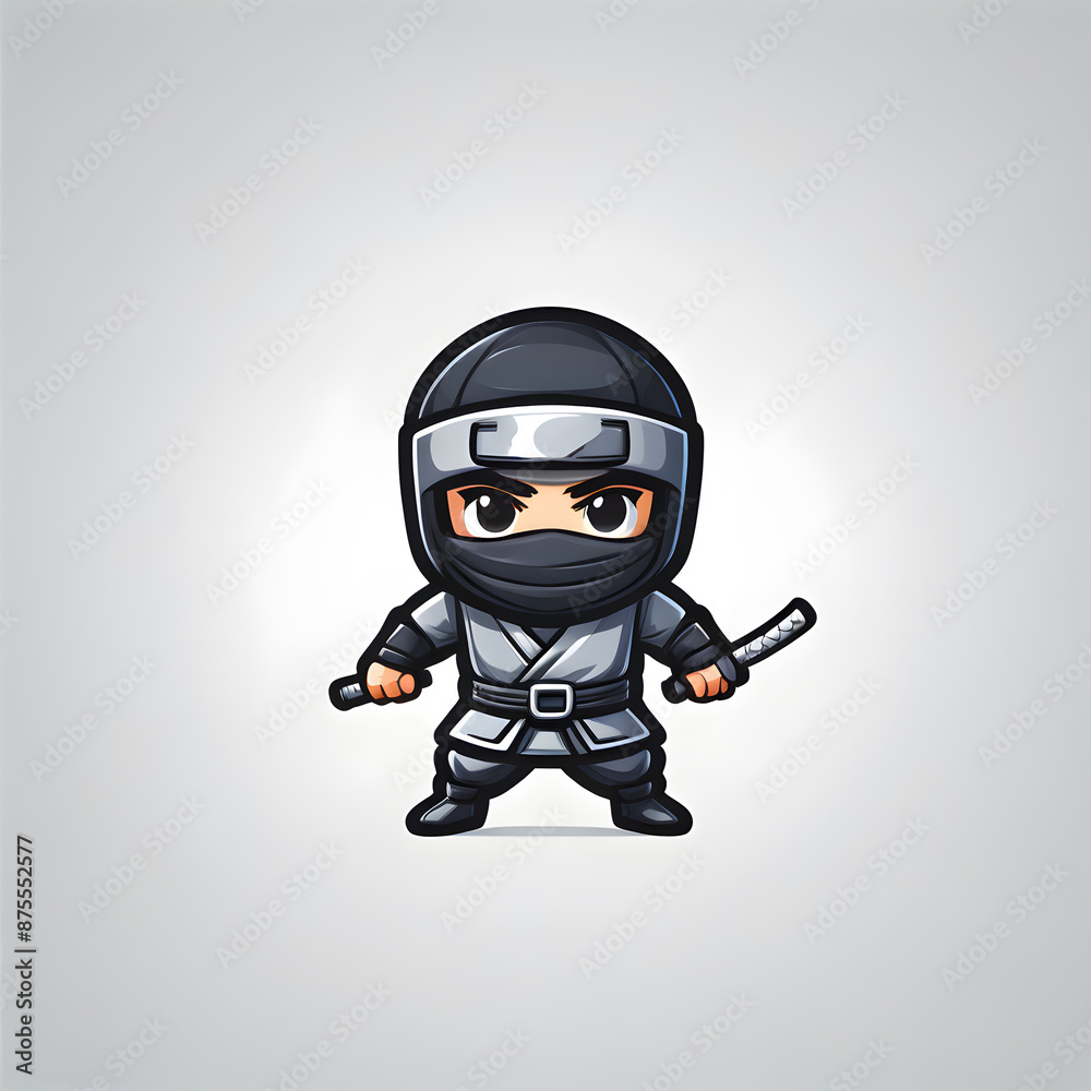 Ninja samurai logo icon on white background, Generative AI Ninja samurai logo icon on white background, Generative AI