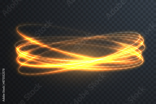 Light Twirl. Curve light effect of light line. Luminous circle. Light pedistal, podium, platform, table. Vector PNG. Vector illustration