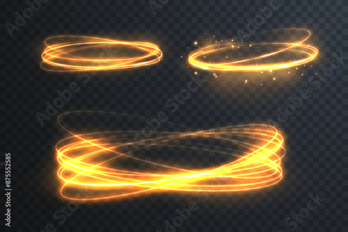 Light Twirl. Curve light effect of light line. Luminous circle. Light pedistal, podium, platform, table. Vector PNG. Vector illustration