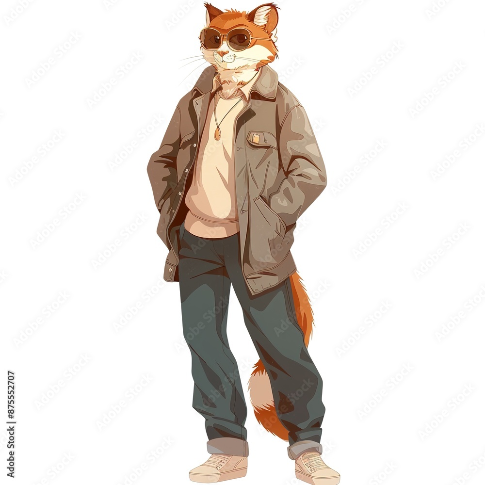 Marten Preppy fashion cartoon isolated whitebackground Marten Preppy fashion cartoon isolated whitebackground