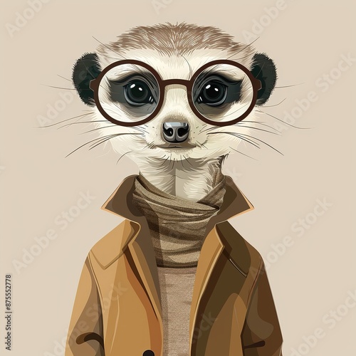 Meerkat Minimalist fashion cartoon isolated whitebackground © thanawat