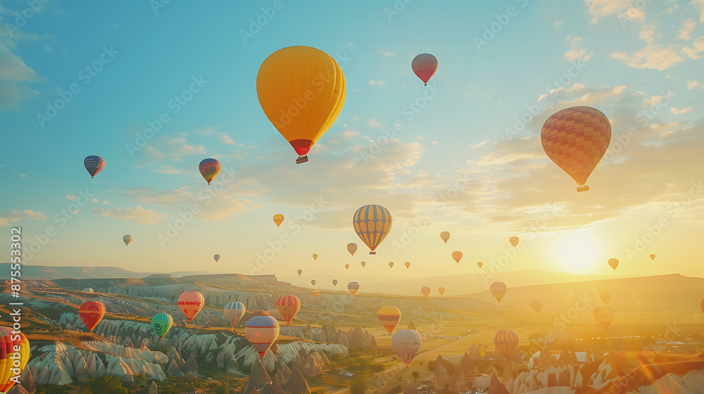 Naklejka premium Majestic Hot Air Balloon Festival at Sunrise