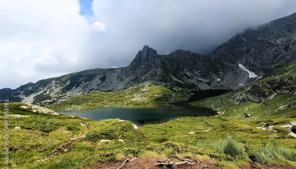 landscape with lake and mountains landscape with lake and mountains