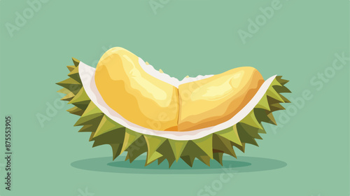 A half cut durian showing rich yellowish creamy delicious