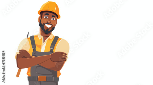 A happy black construction mason worker with trowel 