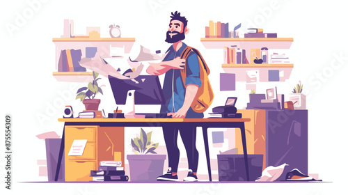 A happy hipster Caucasian a self employed with beard