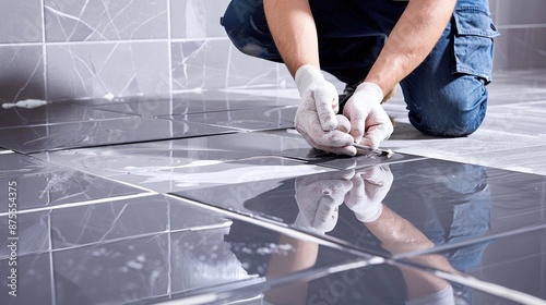 Tiler Installing Tiles