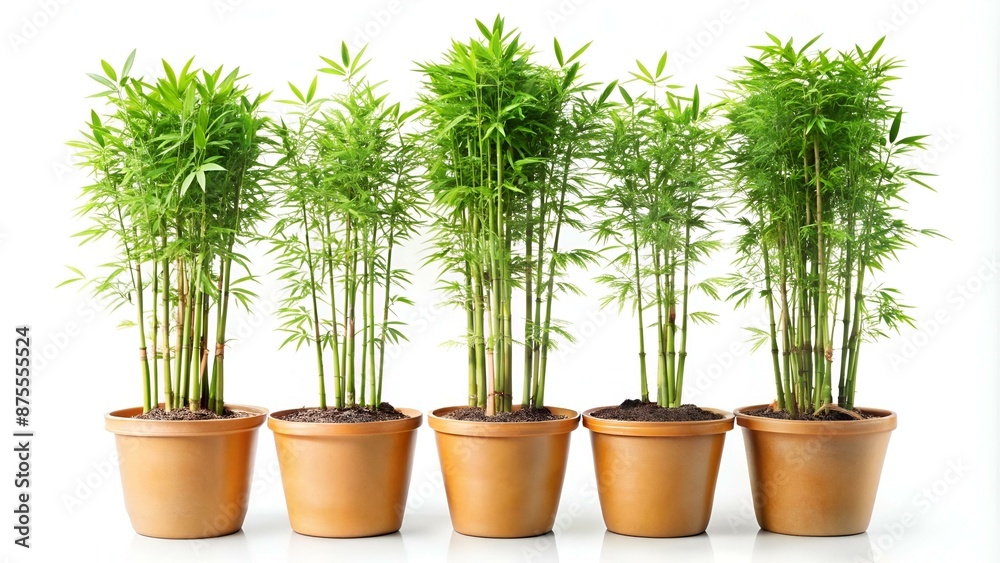 bamboo trees in pots on a white background bamboo trees in pots on a white background