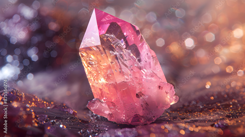 A pink diamond is on a pink background A pink diamond is on a pink background