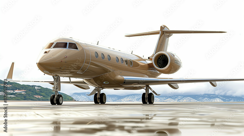 Fototapeta premium a close up of a private airplain under a studio light