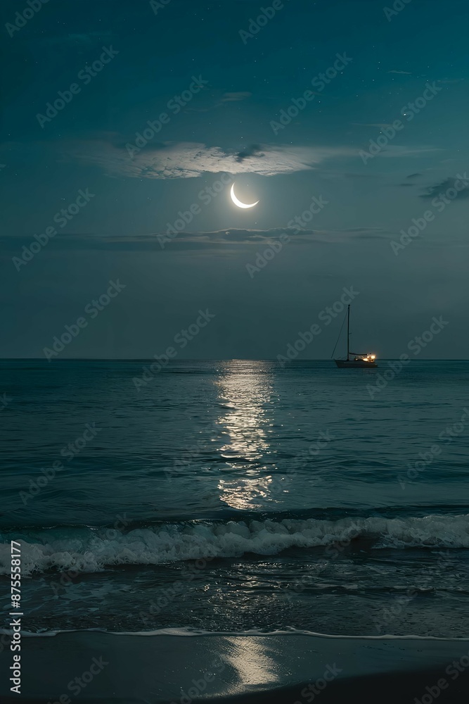 Fototapeta premium sailboat at night by Ai generated