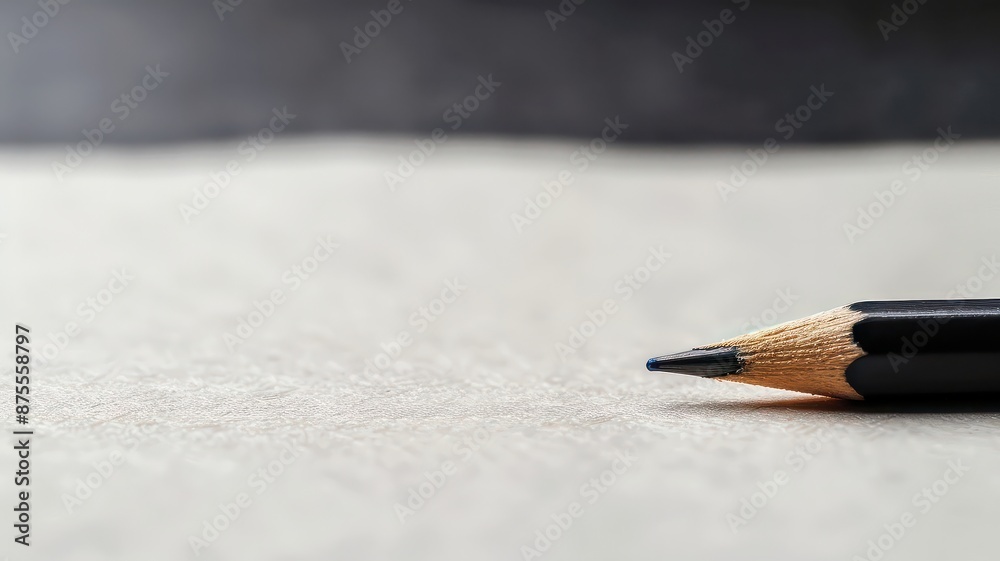 Close-up shot of a pencil poised over a blank sheet of paper, representing creativity, writing, and the start of a new idea Close-up shot of a pencil poised over a blank sheet of paper, representing creativity, writing, and the start of a new idea