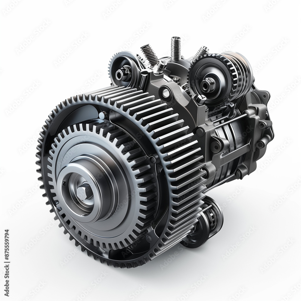 a close up of a metalic gear box a close up of a metalic gear box