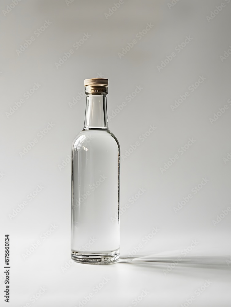 Clear bottle of vodka on a white background Clear bottle of vodka on a white background