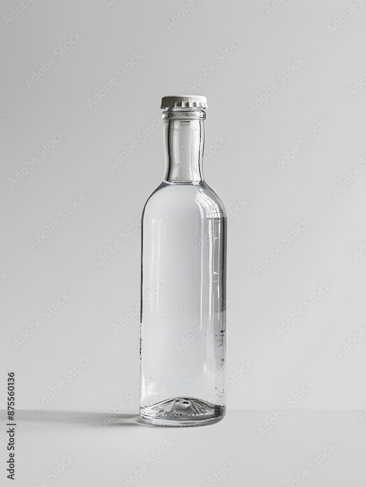 Fototapeta premium Clear bottle of vodka on a white background