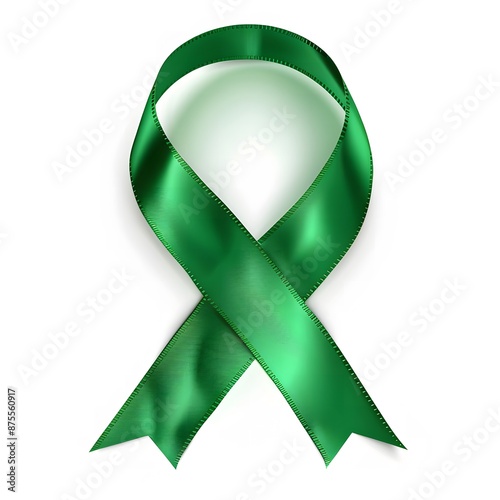 Green Ribbon Symbol on White Background