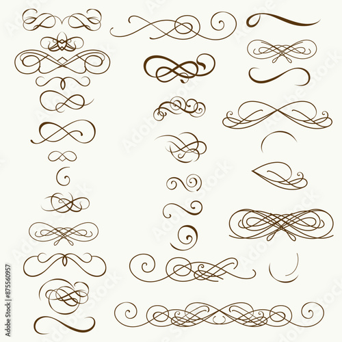 Collection of vector retro calligraphic flourishes