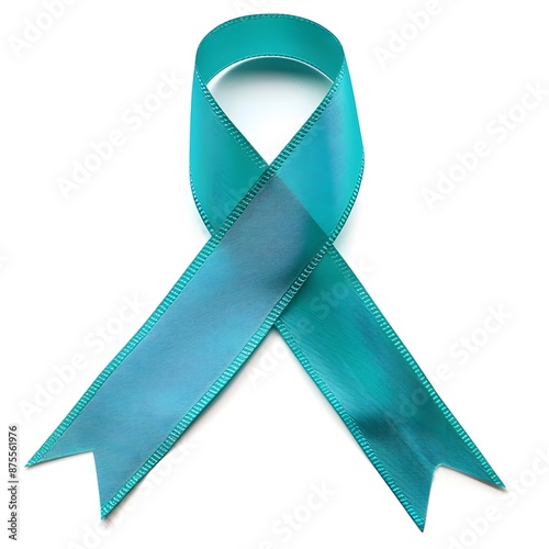 Teal Ribbon Symbol on White Background