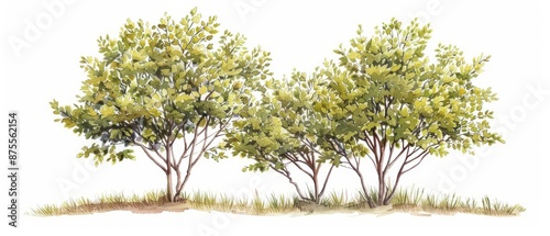 Wallpaper Mural A delicate watercolor depiction of hornbeam trees, showcasing their finely toothed leaves and elegant, layered branches, isolate on white background with copy space Torontodigital.ca