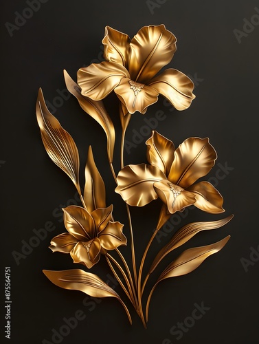Luxurious Golden Floral Wall Art Adds Elegance to Your Space
