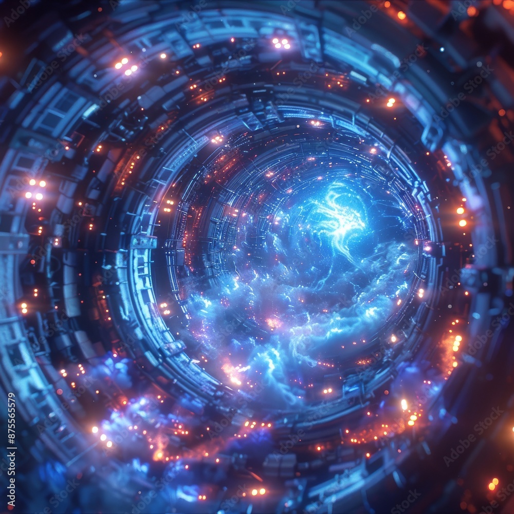A portal made wo swirling light energy. A portal made wo swirling light energy.