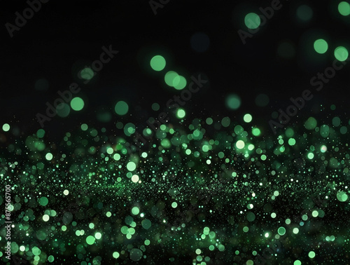 Bokeh banner background. Green bokeh on a black background that gives a special beauty to the image