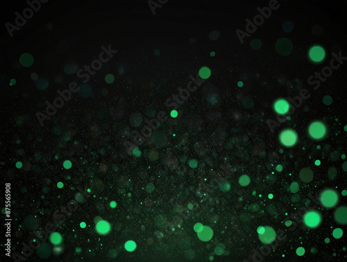 Bokeh banner background. Green bokeh on a black background that gives a special beauty to the image