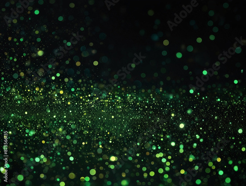 Bokeh banner background. Green bokeh on a black background that gives a special beauty to the image