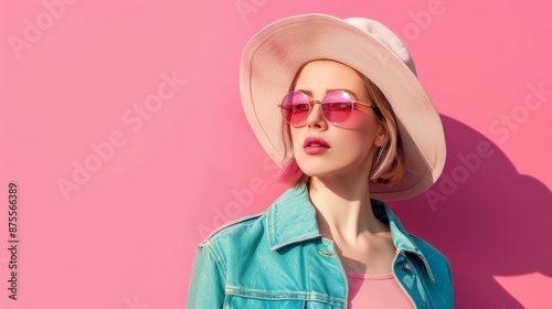 Stylish Woman with Pink Background © Juan