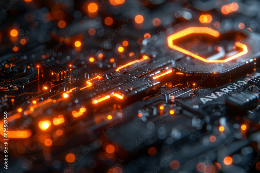 Abstract key on a black background. Cyber security concept. Abstract key on a black background. Cyber security concept.