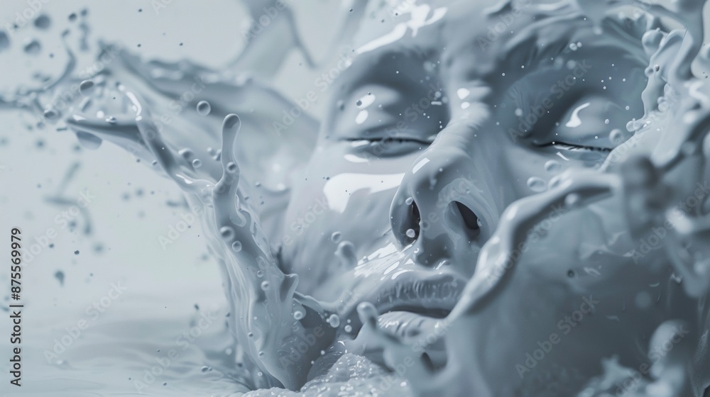 Surreal Face Merged with Splashing Liquid Surreal Face Merged with Splashing Liquid