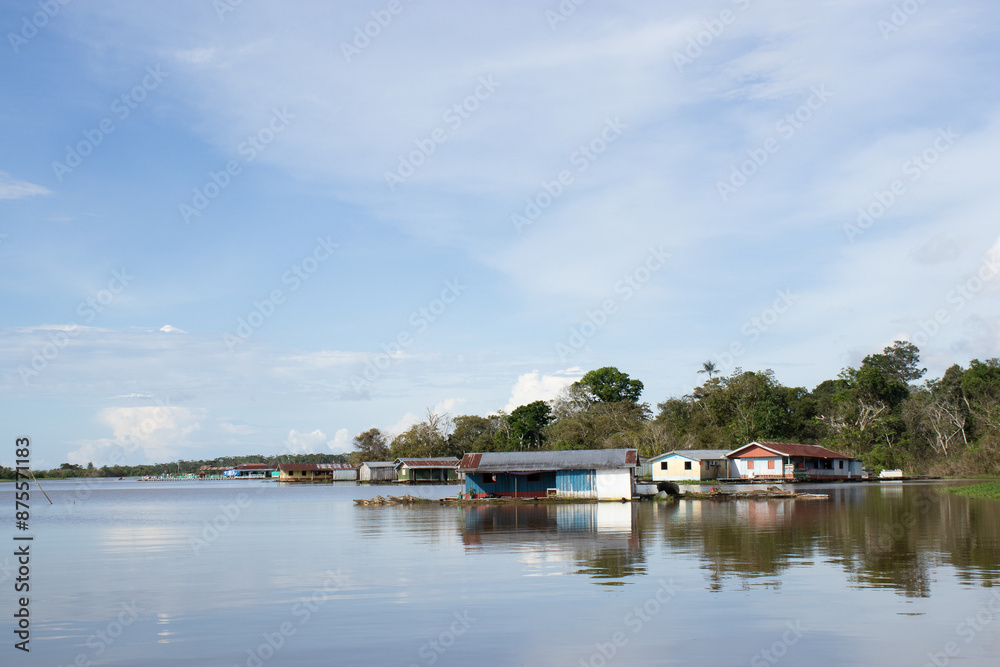 floating houses in a community in the Amazon floating houses in a community in the Amazon