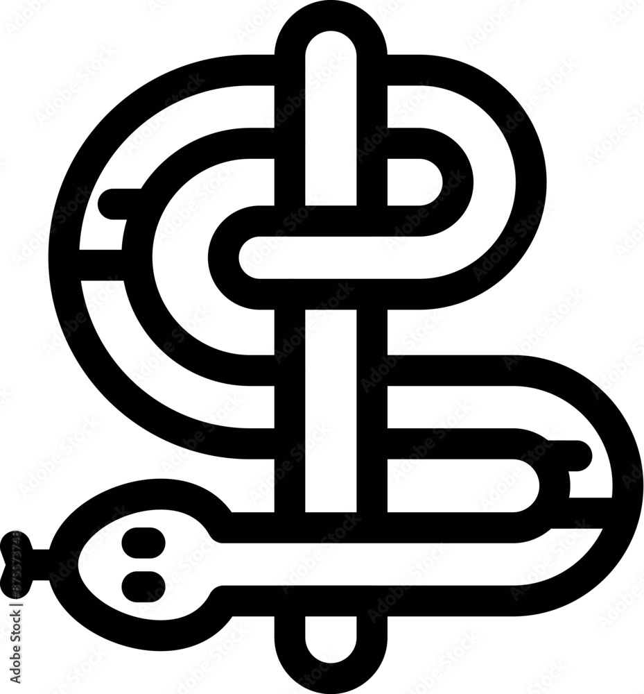Black outline icon of a snake wrapped around a dollar sign representing making money Black outline icon of a snake wrapped around a dollar sign representing making money