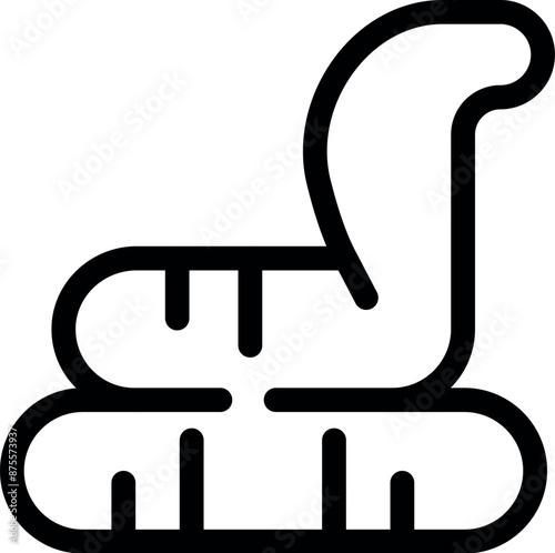 Simple line icon of an earthworm moving on the ground, symbolizing organic waste decomposition and soil health