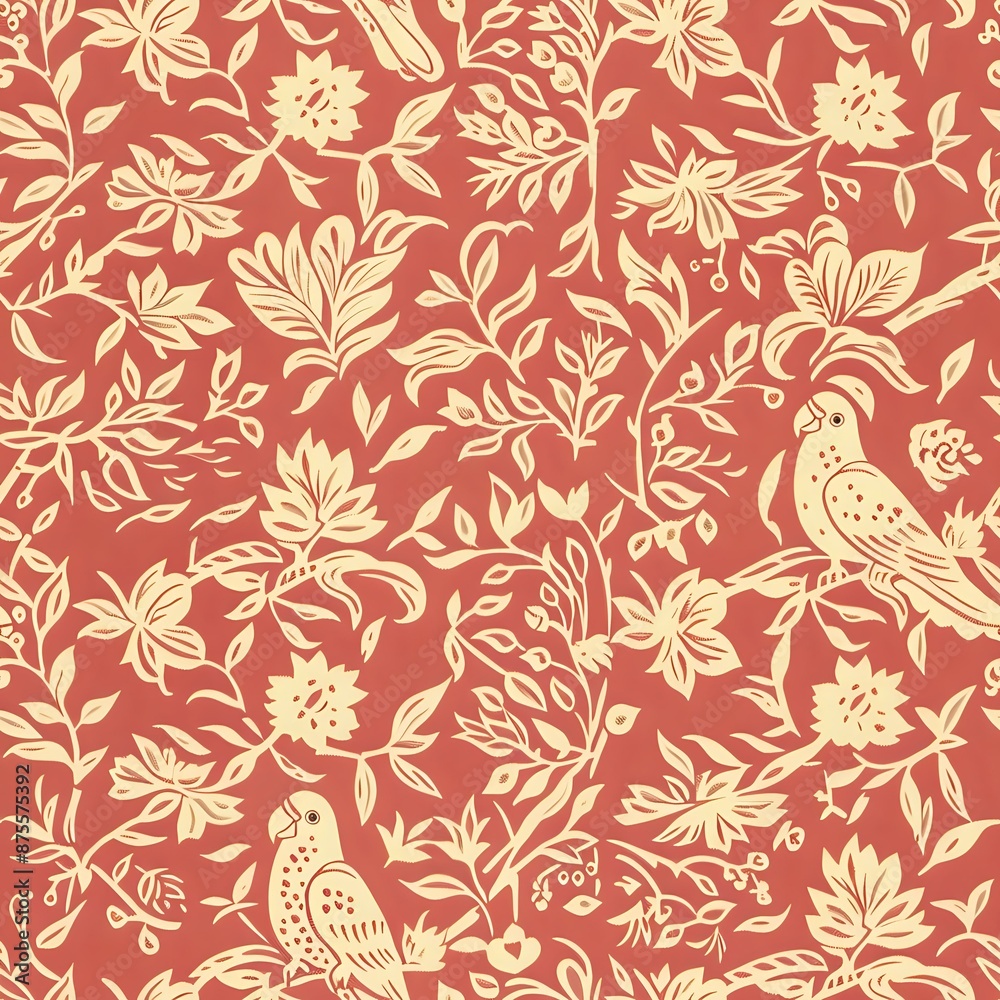 Bright Parrot and Floral Illustration for Bird Watching Club