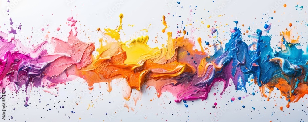 Abstract splatters of neon paint on a white background Abstract splatters of neon paint on a white background