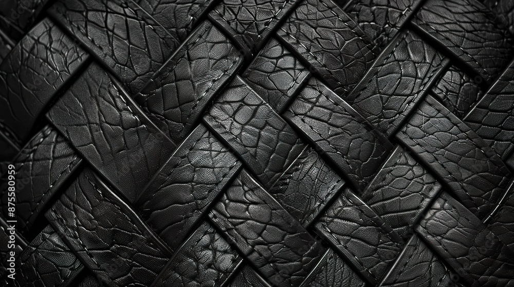 Obraz premium Close up of Black Woven Leather Texture..