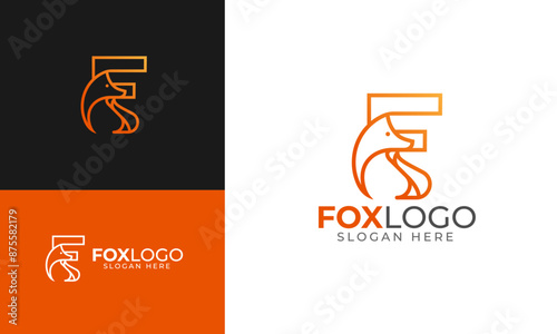 Letter F Fox Template Logo
