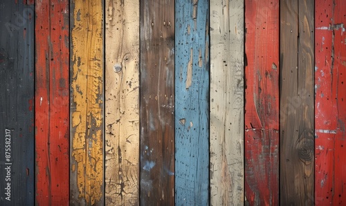 Painted wooden boards with vintage texture